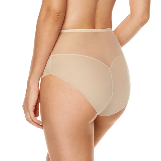 Lace High Waist Full Brief Panty Gorteks Gabi Beige - STREET STYLE