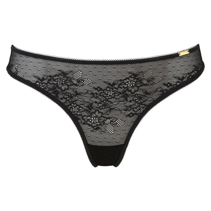 Gossard Glossies Lace Black Thong Panty - STREET STYLE