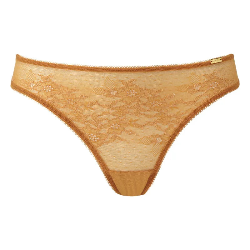 Sheer Lace Bikini Panty Gossard Glossies Lace Spiced Honey - STREET STYLE