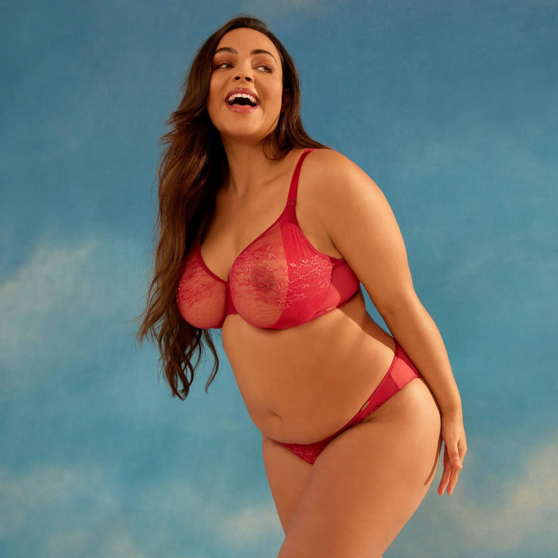 Gossard Glossies Lace Rasberry Blush Sheer Bikini Panty - STREET STYLE