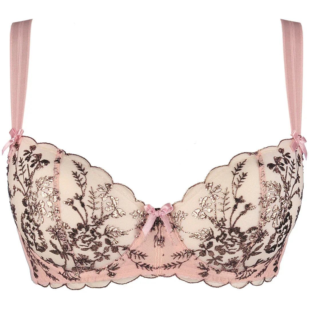 Axami Copper Rose Sheer Mesh Balconette Bra - STREET STYLE