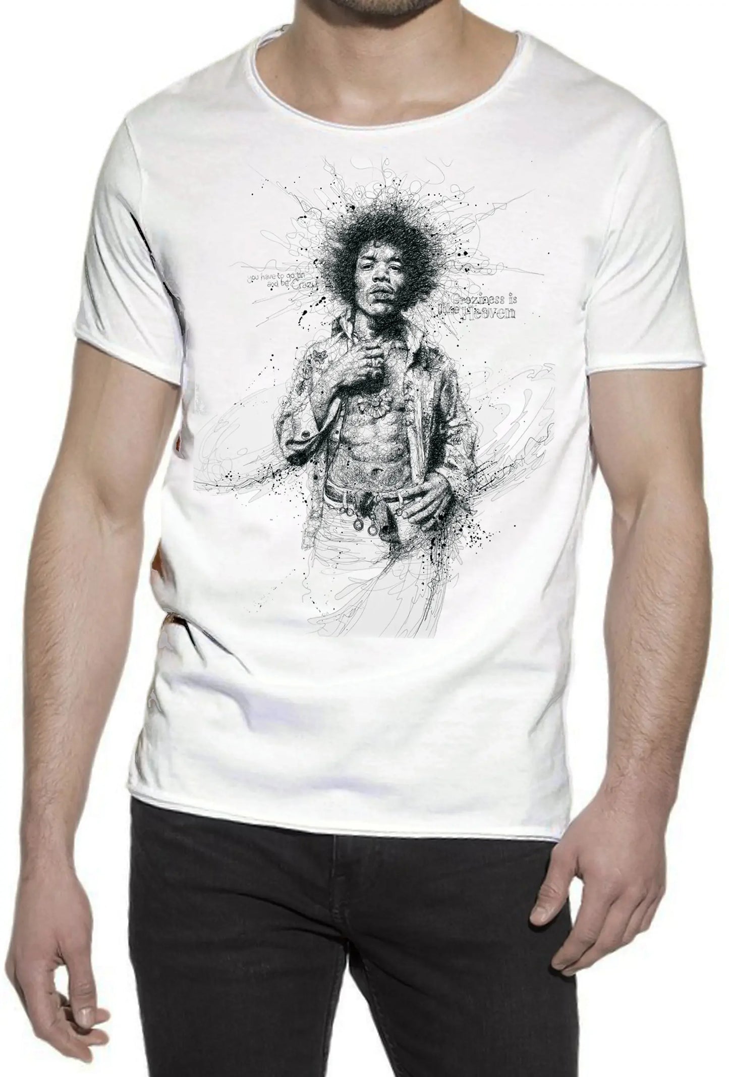 Jimmy Hendrix The Legend Stilizzato Soggetto Cantante 18-54 T-shirt Urban Slub Men Uomo 100% Cotone Fiammato JK - STREET STYLE