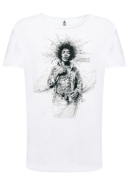 Jimmy Hendrix The Legend Stilizzato Soggetto Cantante 18-54 T-shirt Urban Slub Men Uomo 100% Cotone Fiammato JK - STREET STYLE