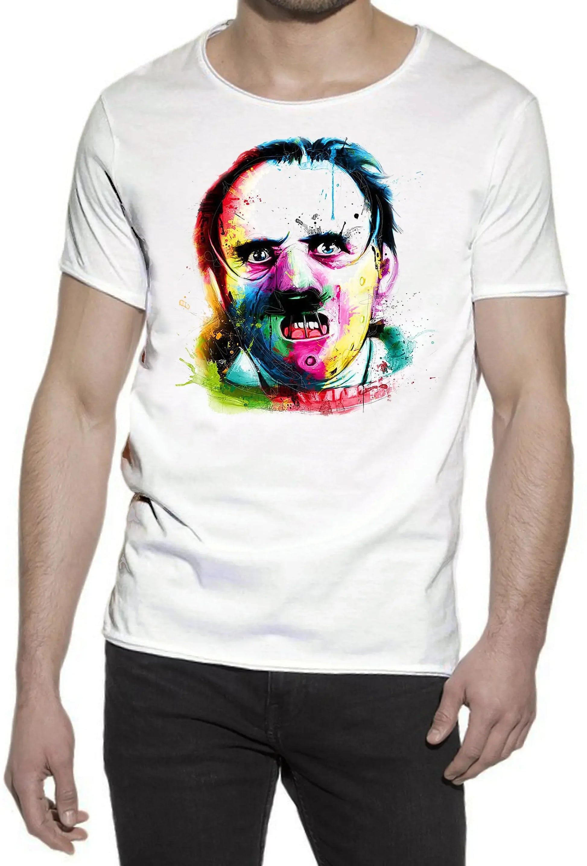 Hannibal Lecter Color Artistico Stilizzato 18-20-72-2 T-shirt Urban Slub Men Uomo 100% Cotone Fiammato JK - STREET STYLE