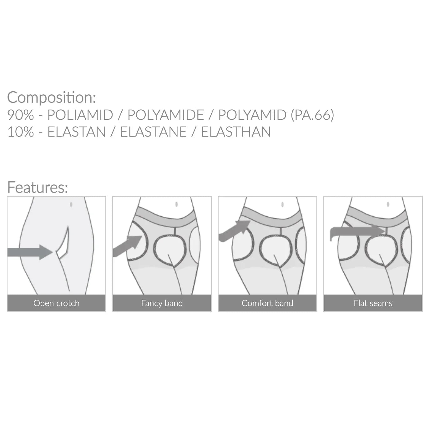 Open Crotch Pantyhose 20DEN Hip Gloss Amour White - STREET STYLE