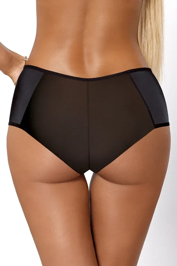 PariPari Jenny Black Sheer Full Brief Panties with Embroidery - STREET STYLE