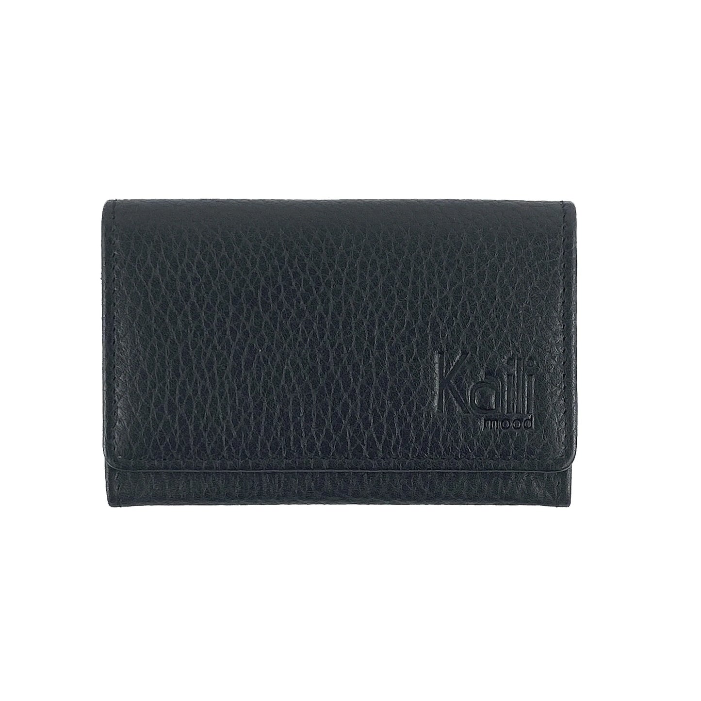 K0004AB | P/Business Cards/Credit Cards in genuine full grain leather, dollar grain - Black color - Dimensions: 10 x 6 x 2 cm - Packaging: Rigid bottom/lid gift box - STREET STYLE
