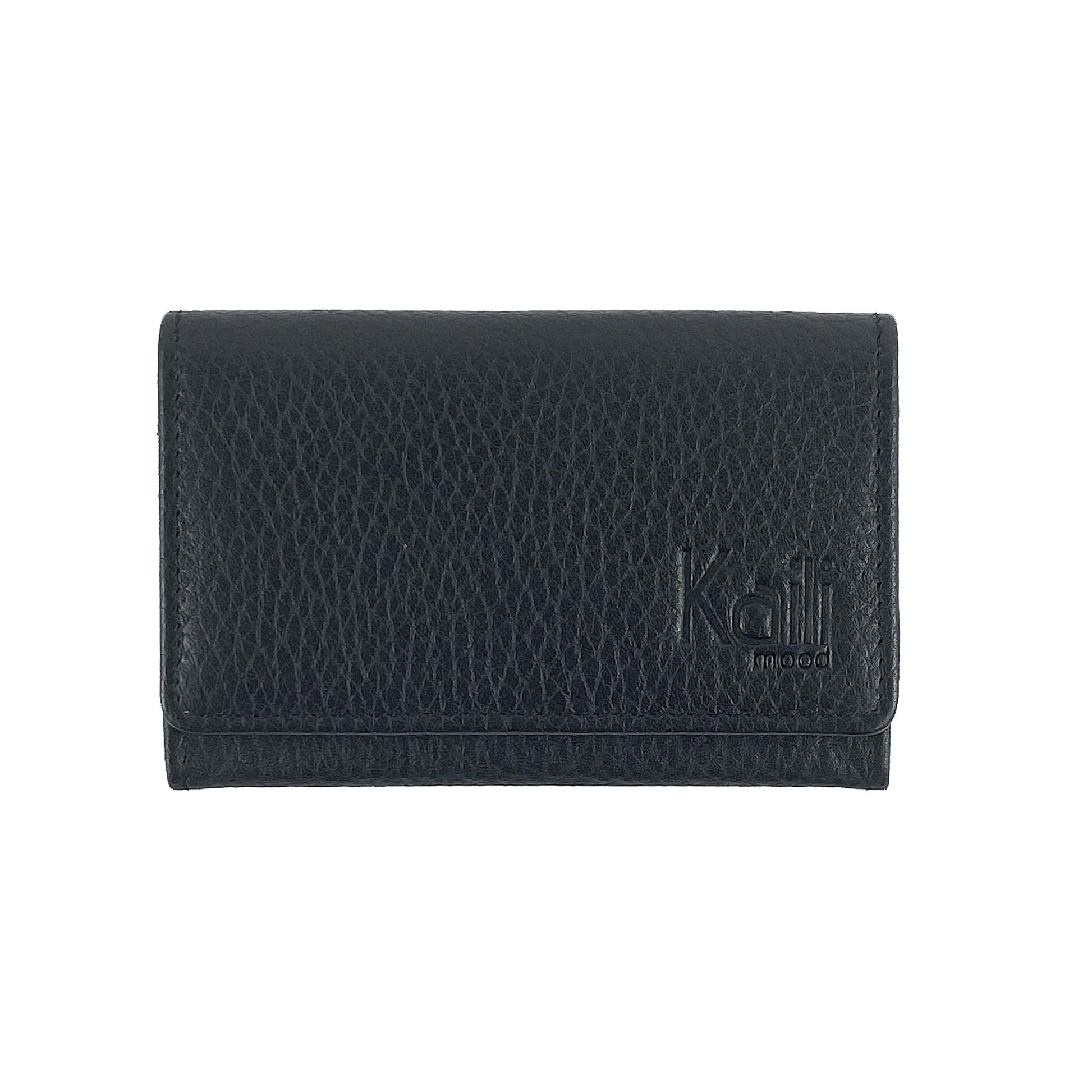 K0004AB | P/Business Cards/Credit Cards in genuine full grain leather, dollar grain - Black color - Dimensions: 10 x 6 x 2 cm - Packaging: Rigid bottom/lid gift box - STREET STYLE