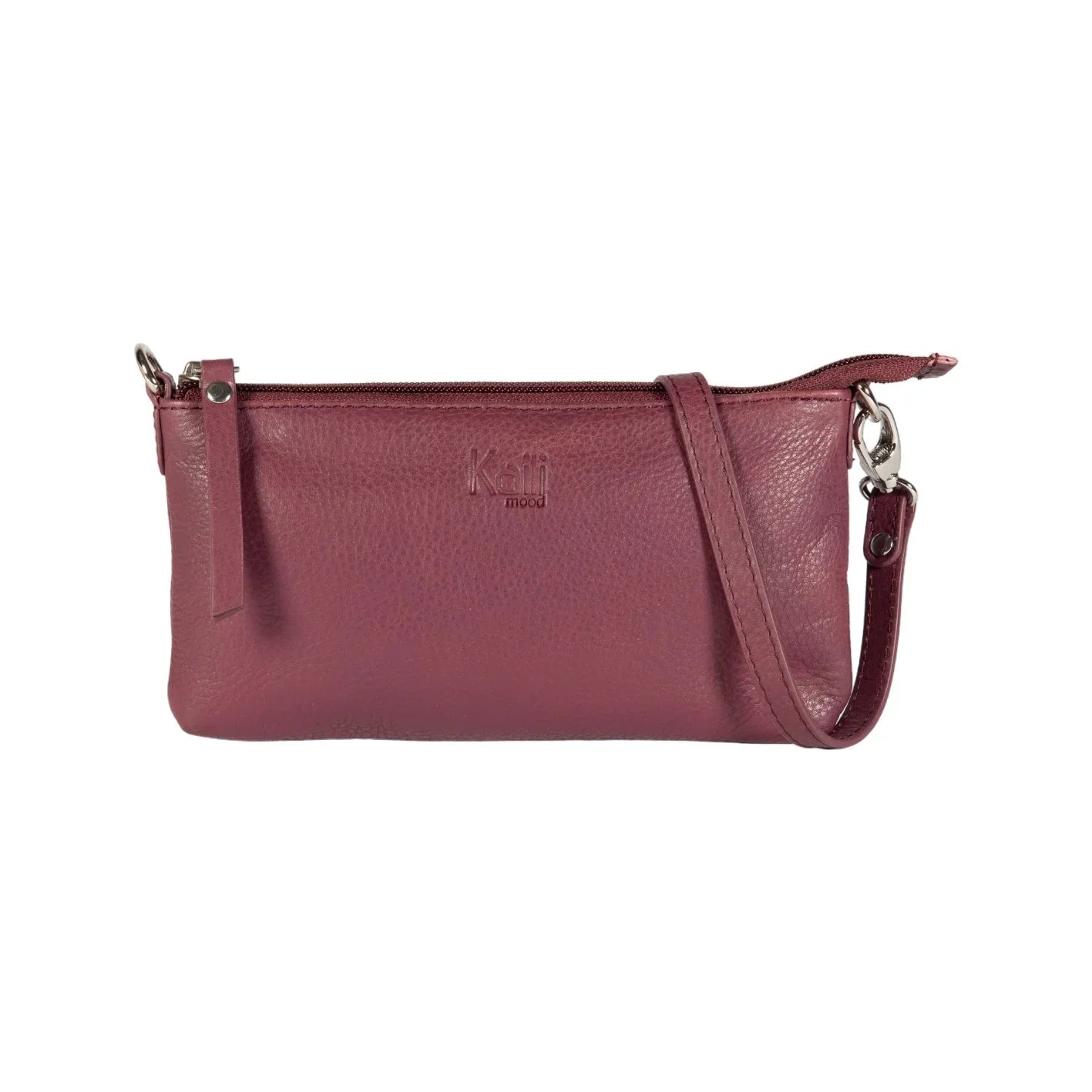 K0013NB | Women's shoulder bag in genuine full-grain leather, with light grain. Removable shoulder strap. Polished Nickel Accessories. Mauve color. Dimensions: 20 x 10.5 x 2 cm. Packaging: TNT bag - STREET STYLE