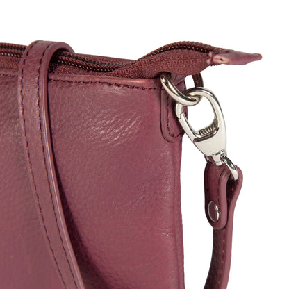K0013NB | Women's shoulder bag in genuine full-grain leather, with light grain. Removable shoulder strap. Polished Nickel Accessories. Mauve color. Dimensions: 20 x 10.5 x 2 cm. Packaging: TNT bag - STREET STYLE