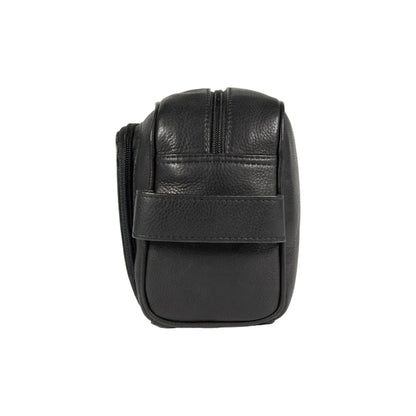 K0025AB | Beauty case with side handle in genuine full grain leather with light grain - Black colour. Zip closure, Dimensions: 25 x 16 x 12 cm. Packaging: TNT bag - STREET STYLE