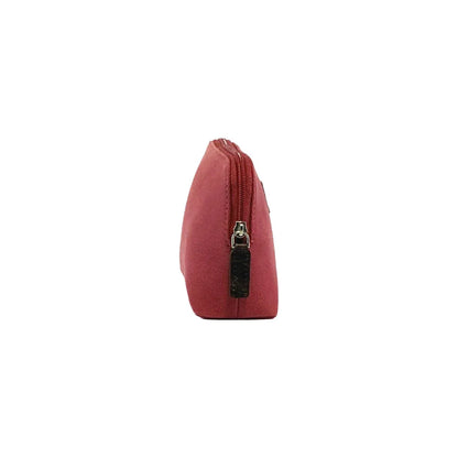 K0026XB | Women's Clutch Bag in Canvas/Genuine Volanata Full Grain Leather - Bordeaux/Dark Brown Color. Zipper closure. Dimensions: 17 x 13 x 6.5 cm - Packaging: TNT bag - STREET STYLE