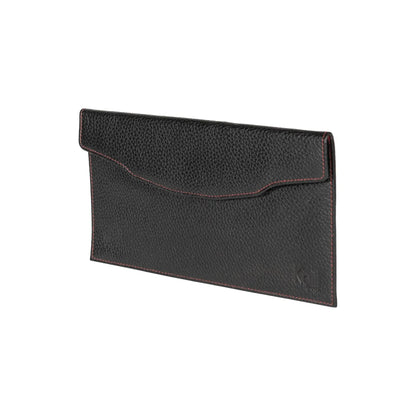 K0034AB | Flat envelope in genuine full grain leather, dollar grain - Black colour. Closure flap with automatic button. Dimensions: 22.5 x 12.5 x 0.5 cm - Packaging: TNT bag - STREET STYLE