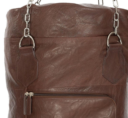K0036BB | Punching Bag Container in Genuine Leather, Full Grain, Volante - Dark Brown Color - Accessories Polished Nickel. Dimensions: 35 x 35 x 120 cm - Packaging: TNT bag - STREET STYLE