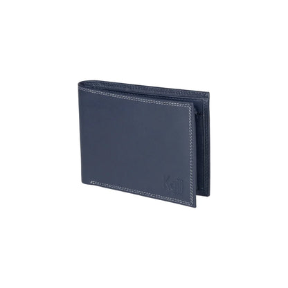 K10203DB | Men's wallet in genuine full grain leather, with light grain. Blue colour. Coin pocket. Dimensions when closed: 12.5 x 9.3 x 1 cm. Packaging: Rigid bottom/lid gift box - STREET STYLE