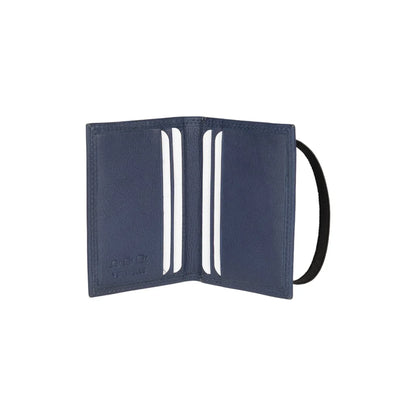 K10217DB | Credit Card Holder in Genuine Full Grain Leather, with light grain. Blue colour. Elastic closure. Dimensions when closed: 7 x 9.8 x 0.5 cm. Packaging: Rigid bottom/lid gift box - STREET STYLE