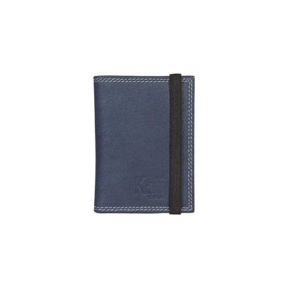 K10217DB | Credit Card Holder in Genuine Full Grain Leather, with light grain. Blue colour. Elastic closure. Dimensions when closed: 7 x 9.8 x 0.5 cm. Packaging: Rigid bottom/lid gift box - STREET STYLE