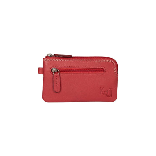 K10218VB | Keyring/Coin Purse in Genuine Leather Col.Red. Zipper Accessories Polished nickel. Dimensions: 12 x 7 x 0.5 cm. Packaging: Rigid bottom/lid gift box - STREET STYLE