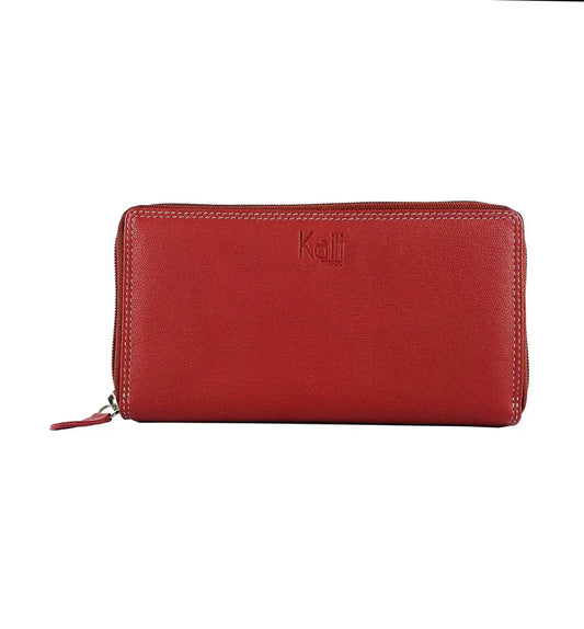 K10238VB | Women's wallet in genuine full-grain leather, with light grain. Red. Dimensions when closed: 18.5 x 10 x 2.5 cm. Packaging: Rigid bottom/lid gift box - STREET STYLE