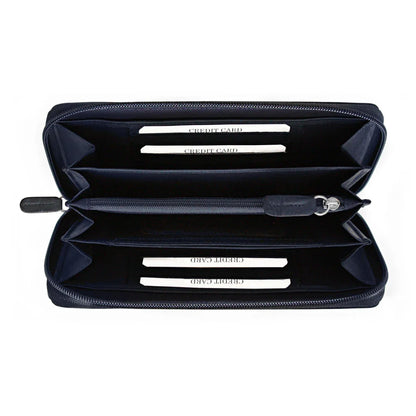 K10438DB | Portafogli Donna in Vera Pelle Liscia, pieno fiore. Colore Blu. Stampa a caldo allover. Dimensioni da chiuso: cm 18,5 x 10 x 2,5. Confezione: Gift Box rigido fondo/coperchio - STREET STYLE