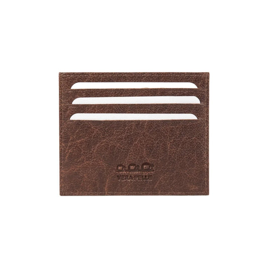 K10616BB | Credit Card Holder in genuine full grain leather, milled. Color dark brown. Large central pocket. Dimensions: 9.8 x 8 x 0.5 cm. Packaging: Rigid bottom/lid gift box - STREET STYLE