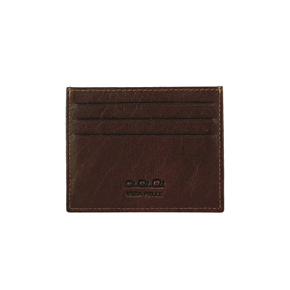 K10616BB | Credit Card Holder in genuine full grain leather, milled. Color dark brown. Large central pocket. Dimensions: 9.8 x 8 x 0.5 cm. Packaging: Rigid bottom/lid gift box - STREET STYLE