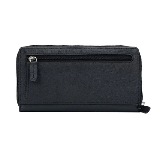 K10838AB | Portafogli Donna in Saffiano Vera Pelle. Colore Nero. 6 slot per carte di credito. Dimensioni da chiuso: cm 18,5 x 10 x 2,5. Confezione: Gift Box rigido fondo/coperchio - STREET STYLE