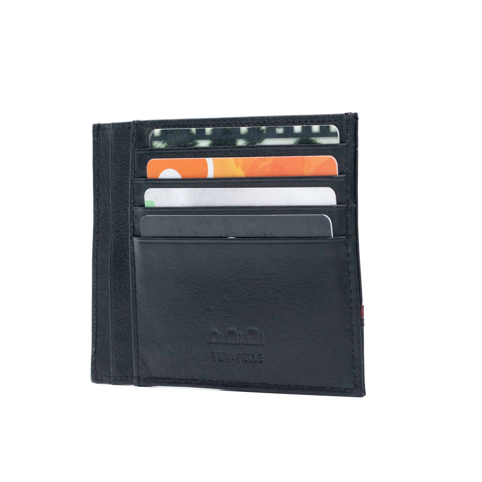 K10907AB | Document/Credit Card Holder in Genuine Leather Col. Black - STREET STYLE