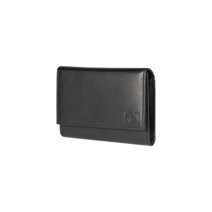 K11433AB | Women's wallet in genuine full-grain leather, with light grain. Black colour. Dimensions when closed: 14 x 10.5 x 2.5 cm. Packaging: Rigid bottom/lid gift box - STREET STYLE