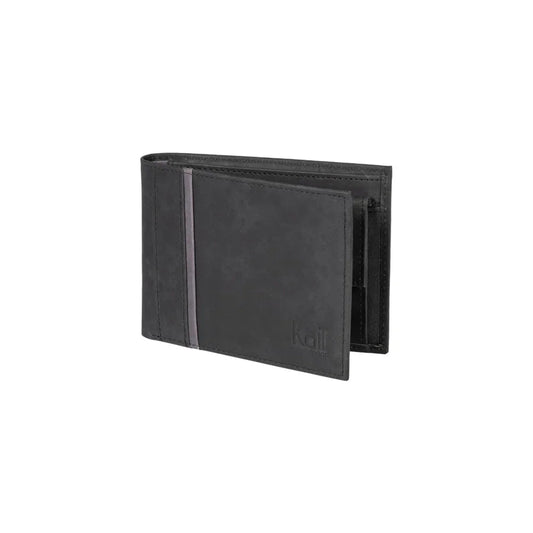 K12203AF | Men's Wallet in Genuine Full Grain Leather, Naked. Black Color. RFID Protection. Closed Dimensions: 12.5 x 9.5 x 2 cm. Packaging: Gift box bottom/lid - STREET STYLE