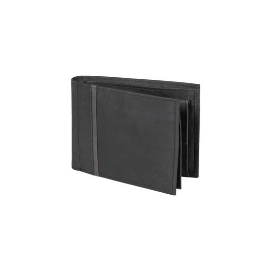 K12220AF | Men's Wallet in Genuine Full Grain Leather, Naked. Black Color. RFID Protection. Closed Dimensions: 11.5 x 8.3 x 2 cm. Packaging: Gift box bottom/lid - STREET STYLE