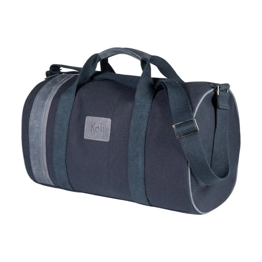 K2006DF | Travel Bag in 100% Cotton Canvas / Genuine Leather, full grain, Naked - Color Blue, zip closure. Dimensions: cm 45 x 25 x 28 - Packaging: Tnt bag - STREET STYLE