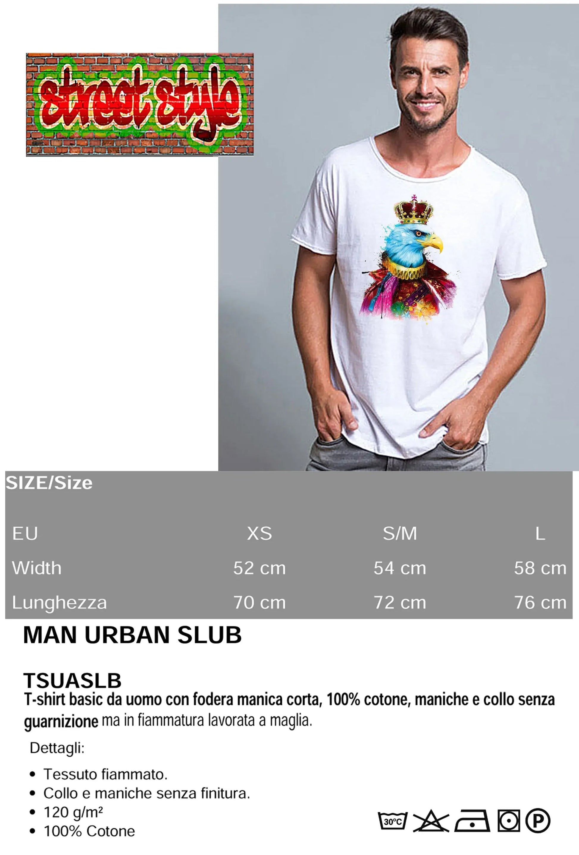L'aigle Royal Color Stilizzato 18-20-70 T-shirt Urban Slub Men Uomo 100% Cotone Fiammato JK - STREET STYLE
