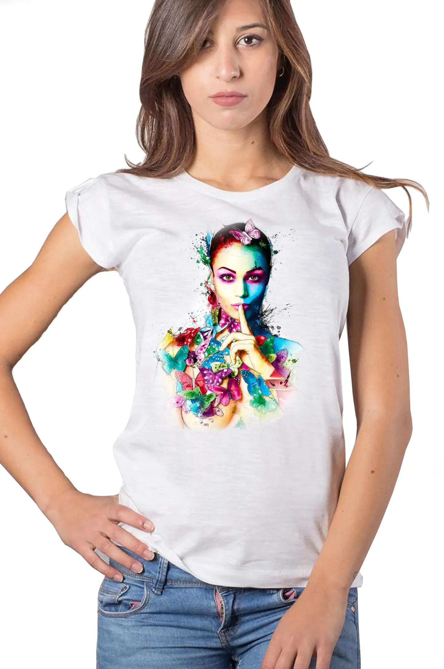 T-shirt Papillons Stilizzato Donna — Cotone Bio - STREET STYLE