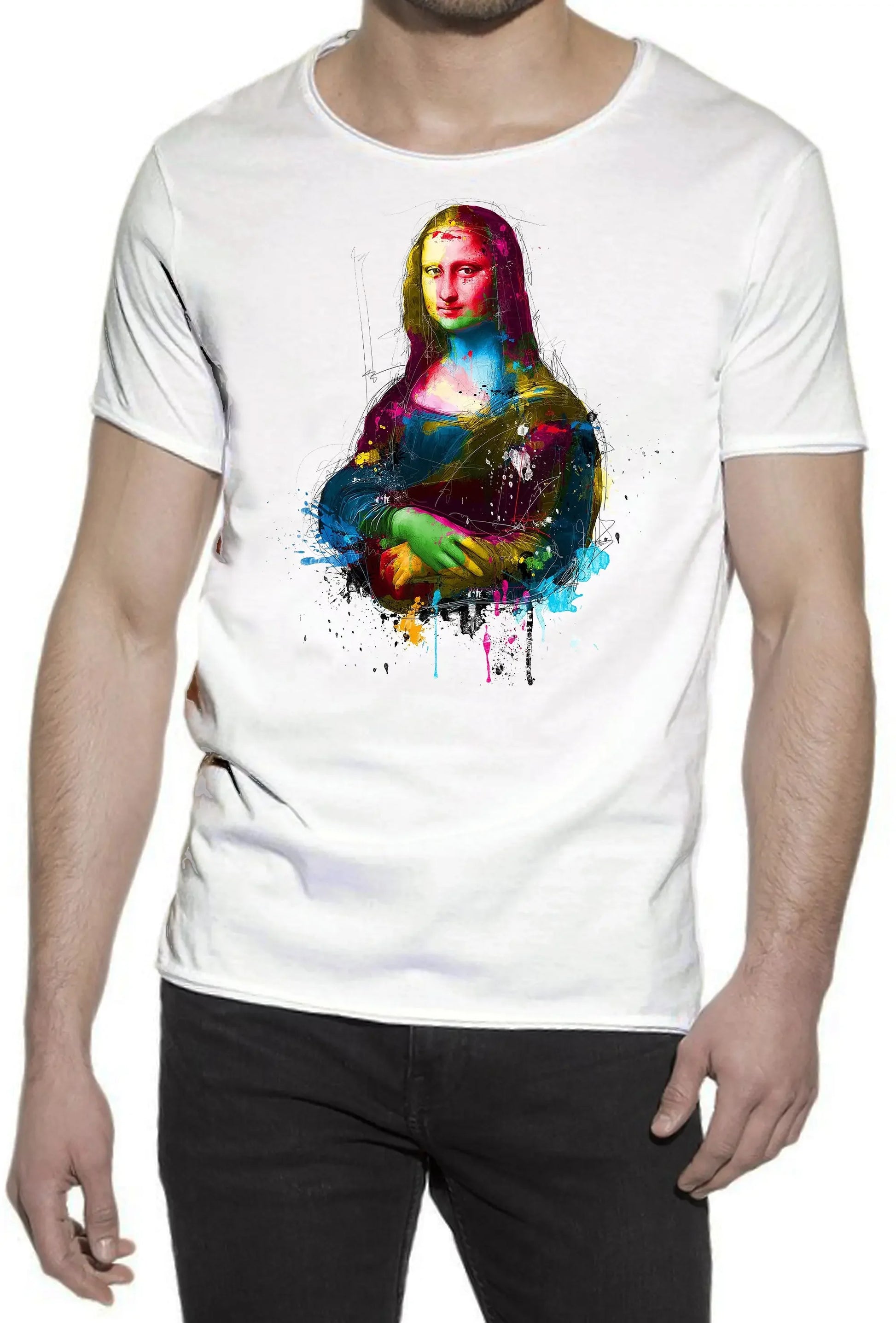 La Gioconda Art. Color Stilizzato 18-20-37 T-shirt Urban Slub Men Uomo 100% Cotone Fiammato JK - STREET STYLE