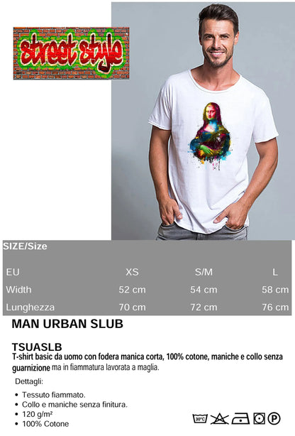 La Gioconda Art. Color Stilizzato 18-20-37 T-shirt Urban Slub Men Uomo 100% Cotone Fiammato JK - STREET STYLE