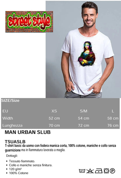 La Gioconda Pop Rock and roll Color Stilizzato 18-20-38 T-shirt Urban Slub Men Uomo 100% Cotone Fiammato JK - STREET STYLE
