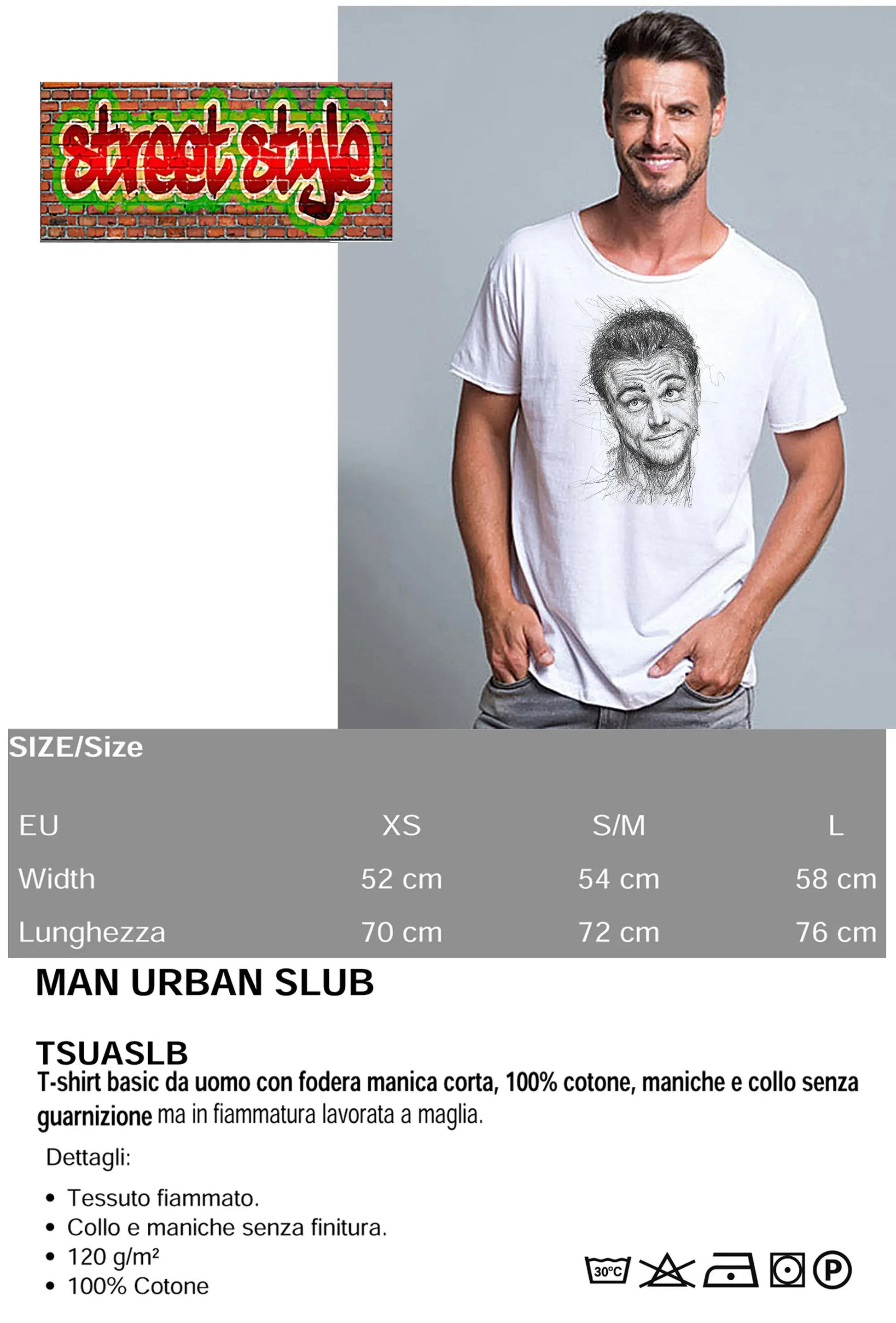 Leonardo DiCaprio The Legend Stilizzato Soggetto Attore 18-41 T-shirt Urban Slub Men Uomo 100% Cotone Fiammato JK - STREET STYLE