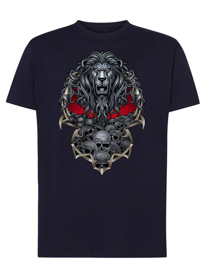Lion Skull Tattoo 9044 T-shirt Urban Men Uomo 100% Cotone Pettinato JK - STREET STYLE