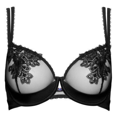 Sexy Sheer Mesh Demi Bra Lisca Peony Black - STREET STYLE
