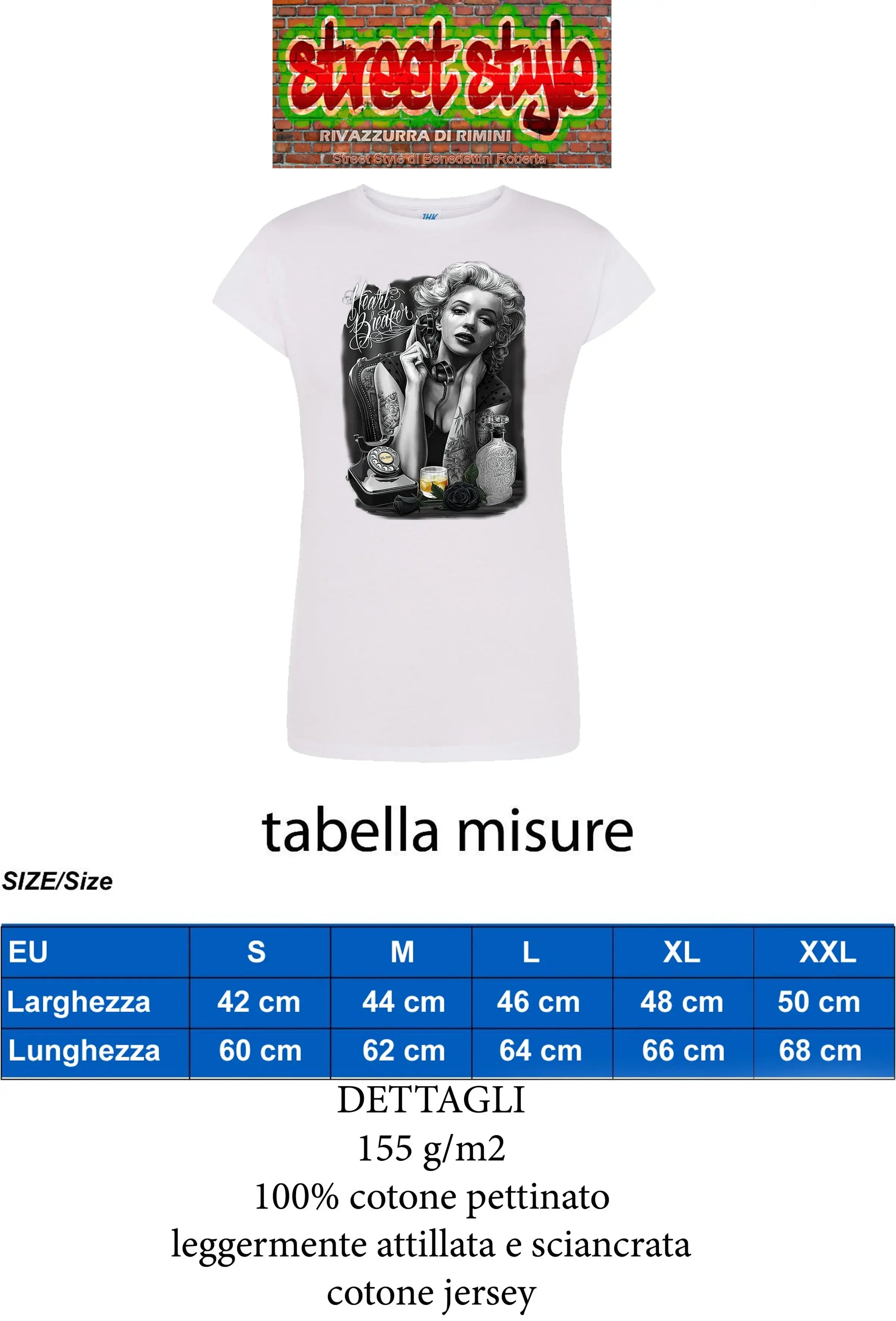 Marilyn Monroe Heart Legend Soggetto Attrice Cantante 9033 Lady Donna 100% Cotone Pettinato JK - STREET STYLE