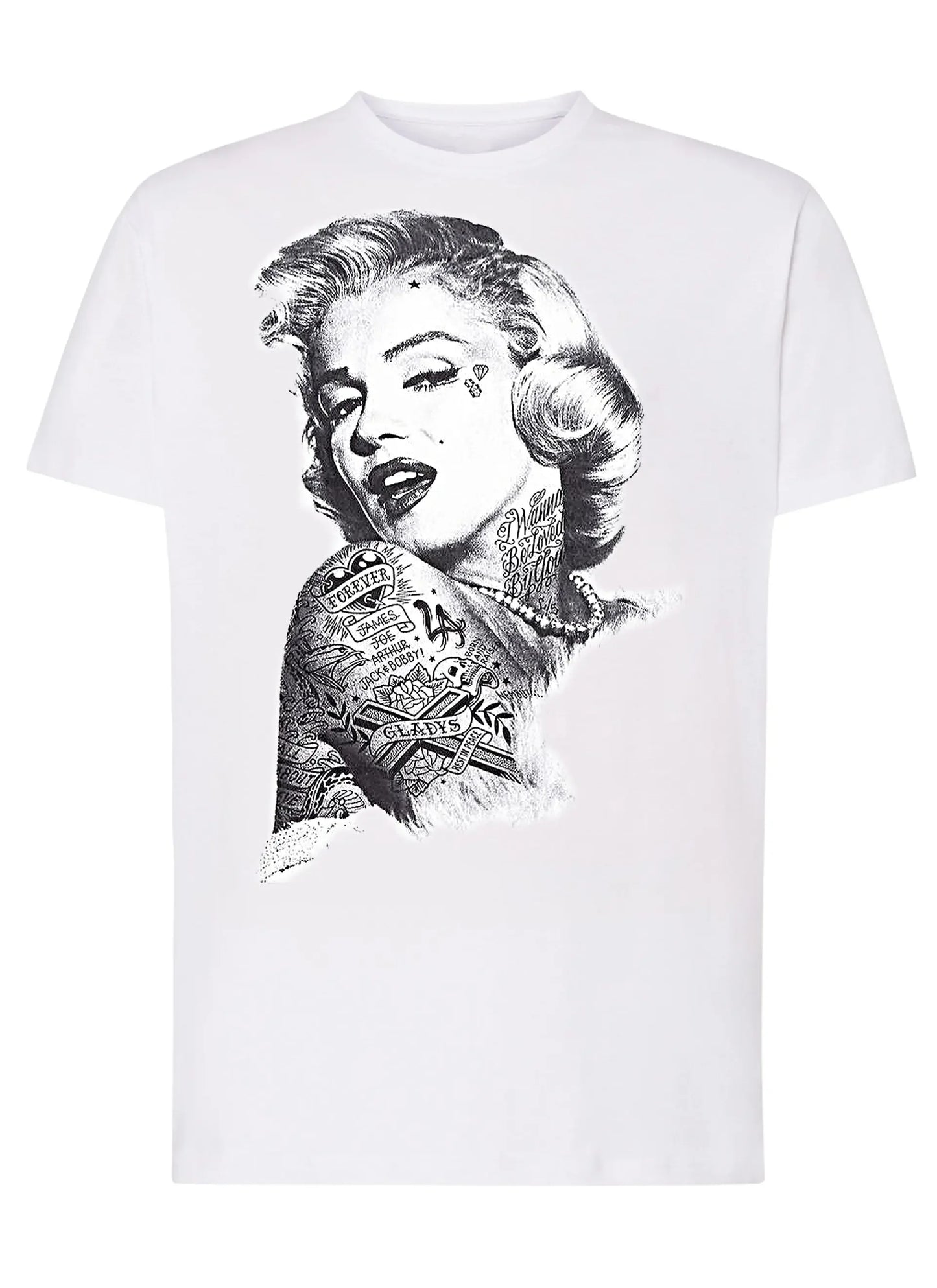 Marilyn Monroe Skull Zombi Tattoo 9018 T-shirt Urban Men Uomo 100% Cotone Pettinato JK - STREET STYLE
