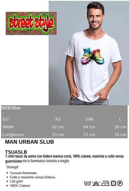 My Shoes Color Artistico Stilizzato 18-20-57 T-shirt Urban Slub Men Uomo 100% Cotone Fiammato JK - STREET STYLE