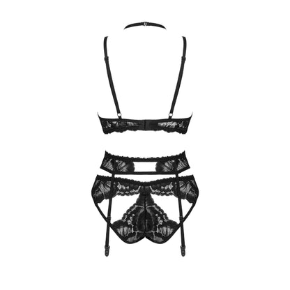 Sheer Mesh Lace 3 Piece Lingerie Set Alessya - STREET STYLE