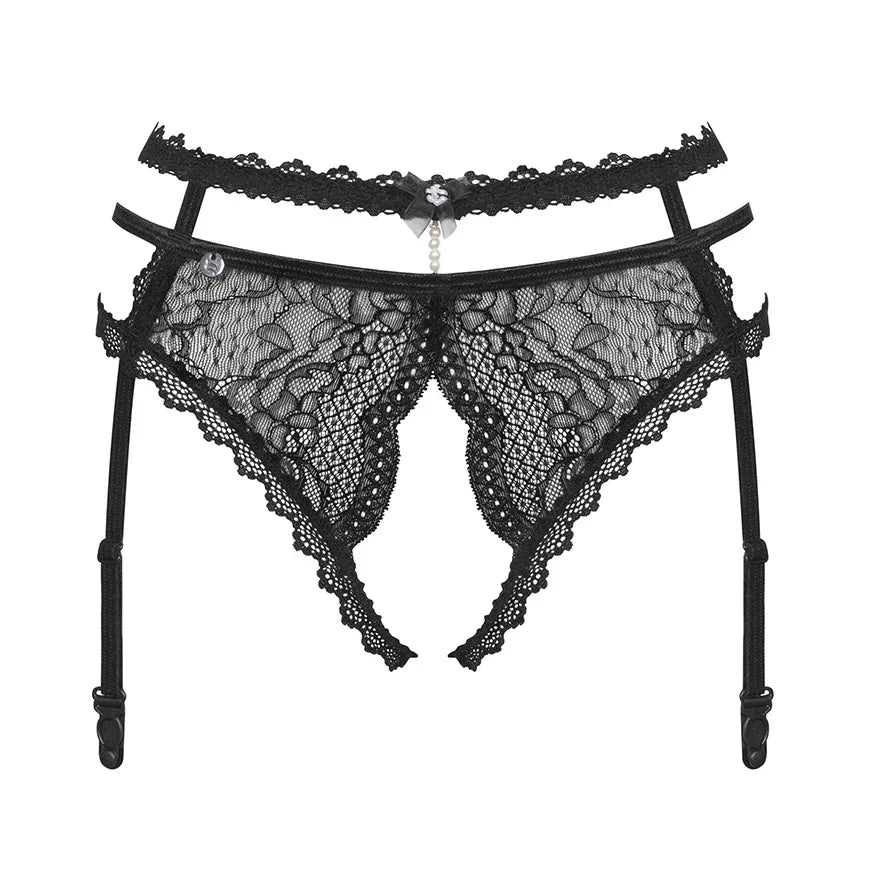 Sexy Open Crotch Lace Garter Panty Obsessive Pearlove - STREET STYLE