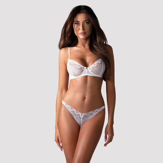 Sexy Sheer Demi Bra & Thong Panty Obsessive Alissium - STREET STYLE