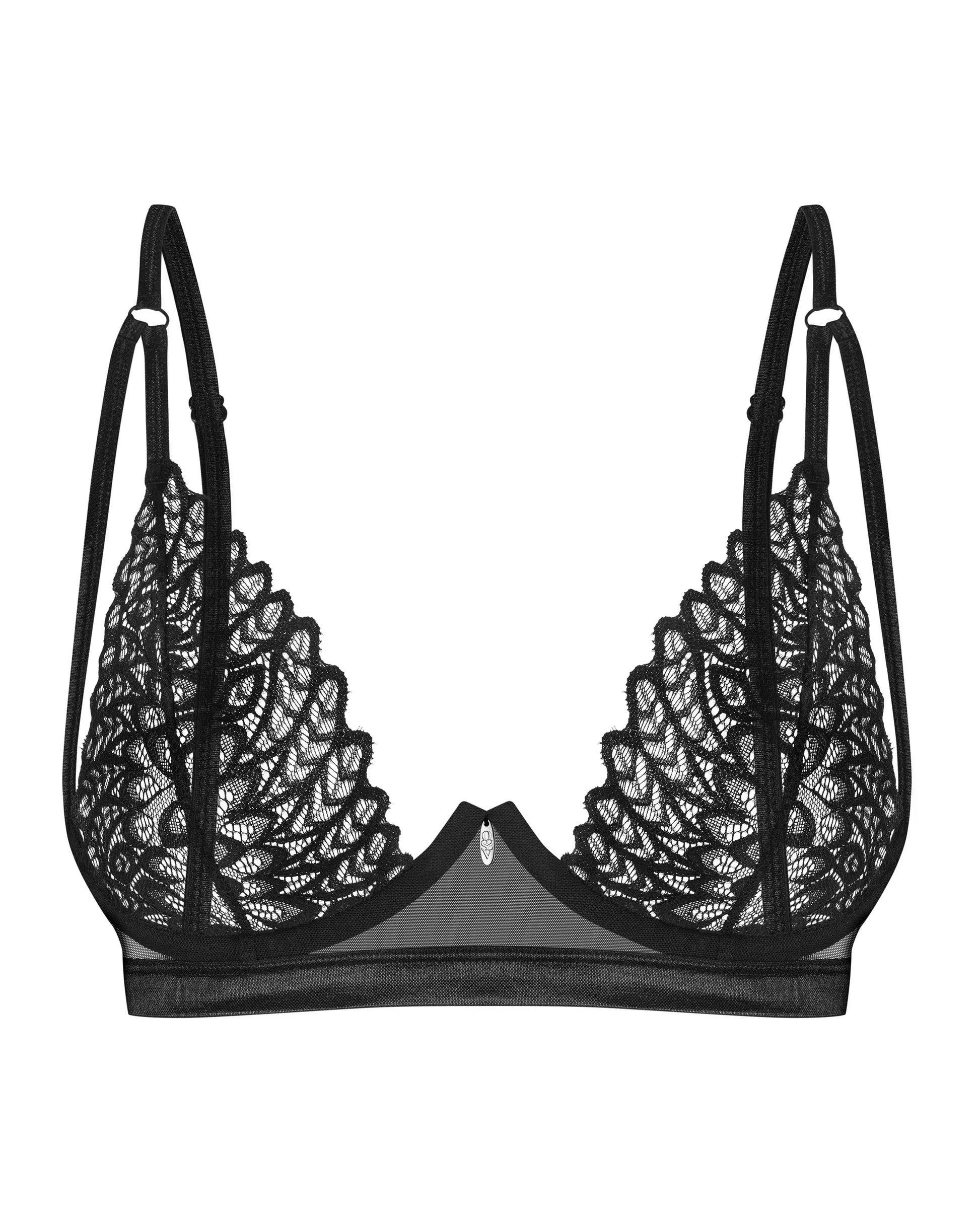 Sheer Lace Plunge Bra Donarella - STREET STYLE