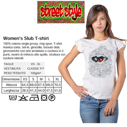 T-shirt Donna Urban Slub Occhio Stilizzato - Cotone Bio - STREET STYLE