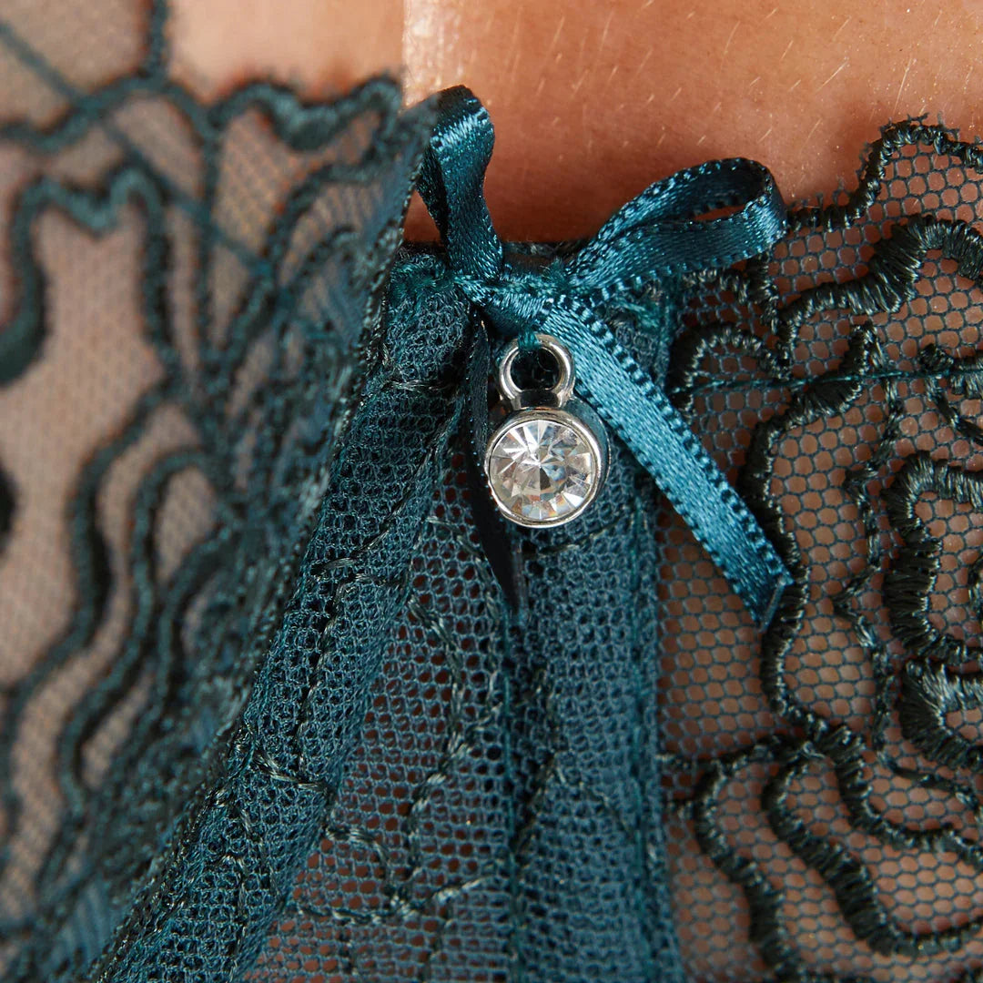 Sheer Mesh Balconette Bra Pamela Pine Green - STREET STYLE