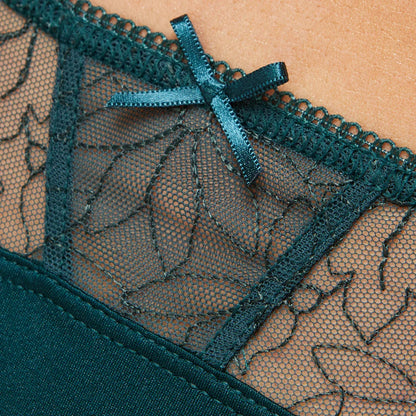 Semi Sheer Thong Panty Pamela Pine Green - STREET STYLE